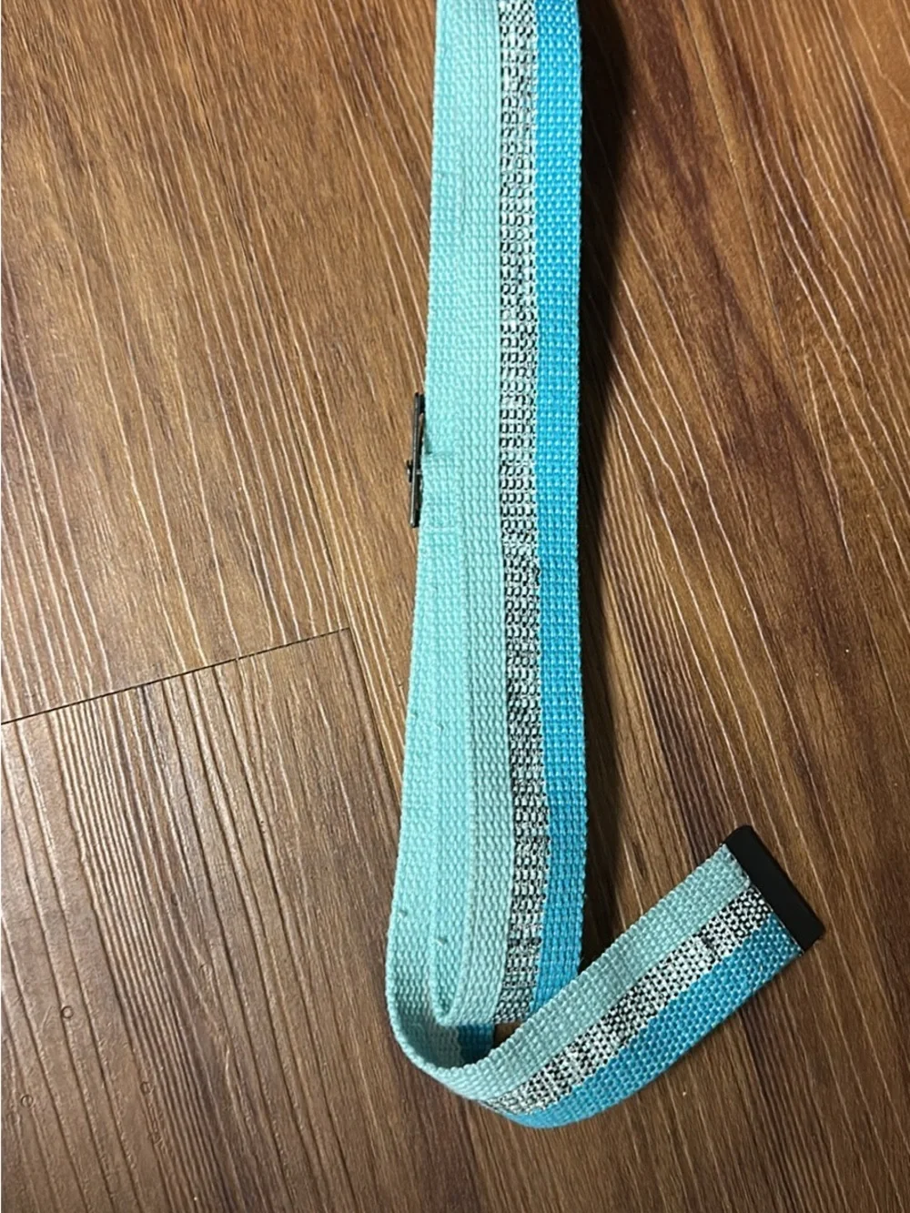 Girls / Youth Light Blue & Teal Woven Canvas Web Belt with Metallic Silver Strip